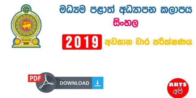 Advanced Level Central Provincial Final Term Test Paper Sinhala Grade 13 2019