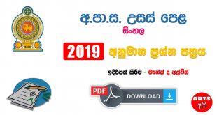 Advanced Level Sinhala 2019 Old Syllabus Guess Paper